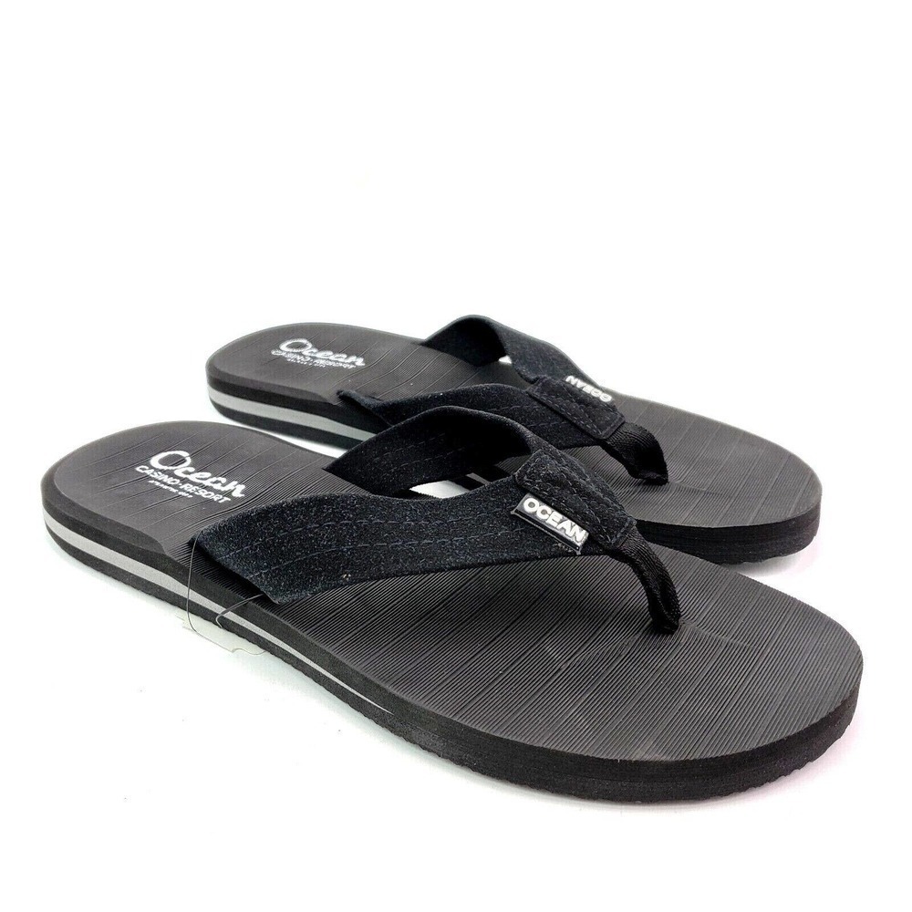 Ocean Resort Casino Atlantic City Mens Size 12 Black Comfort Flip Flop Sandals